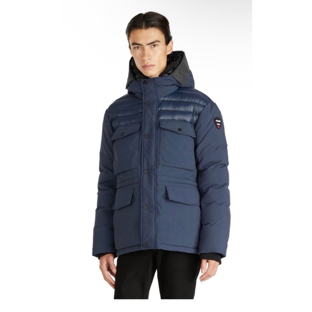 Pajar Puffer Parka Jacket Boys 14/16 Navy Blue Hooded Winter Coat Utility